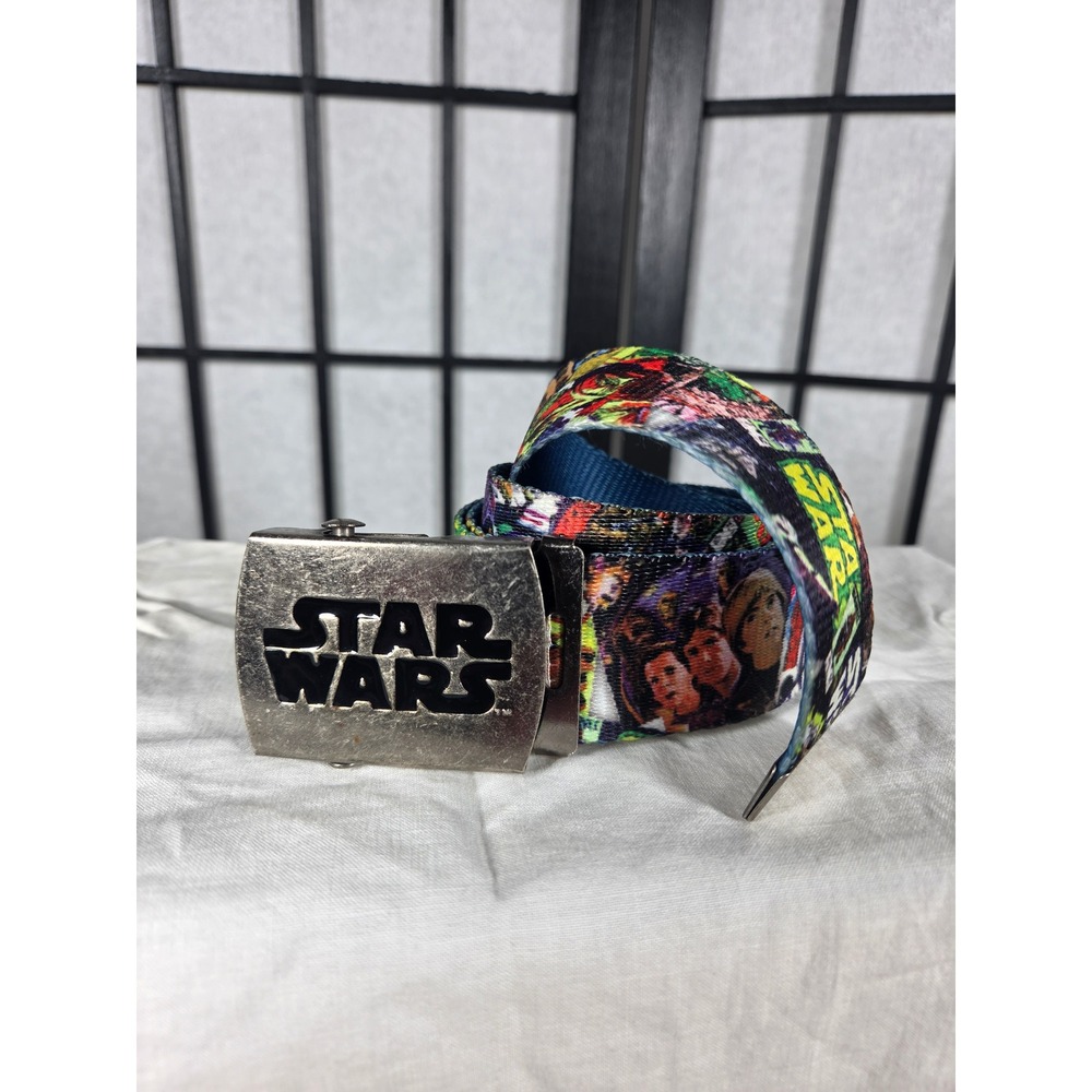 Star Wars Marvel Comic Book Print Web Belt Silver Logo Buckle 44 Inch Adjustable